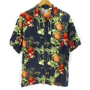 Untied Men's Casual Multicolor Button Front Pineapple Shirt Hawaiian Size Medium